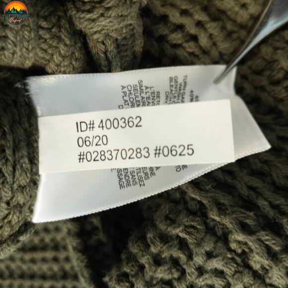 Express Cowl Neck Sweater Olive Green Cable Knit French Cut Winter Womens Size M - Picture 12 of 12